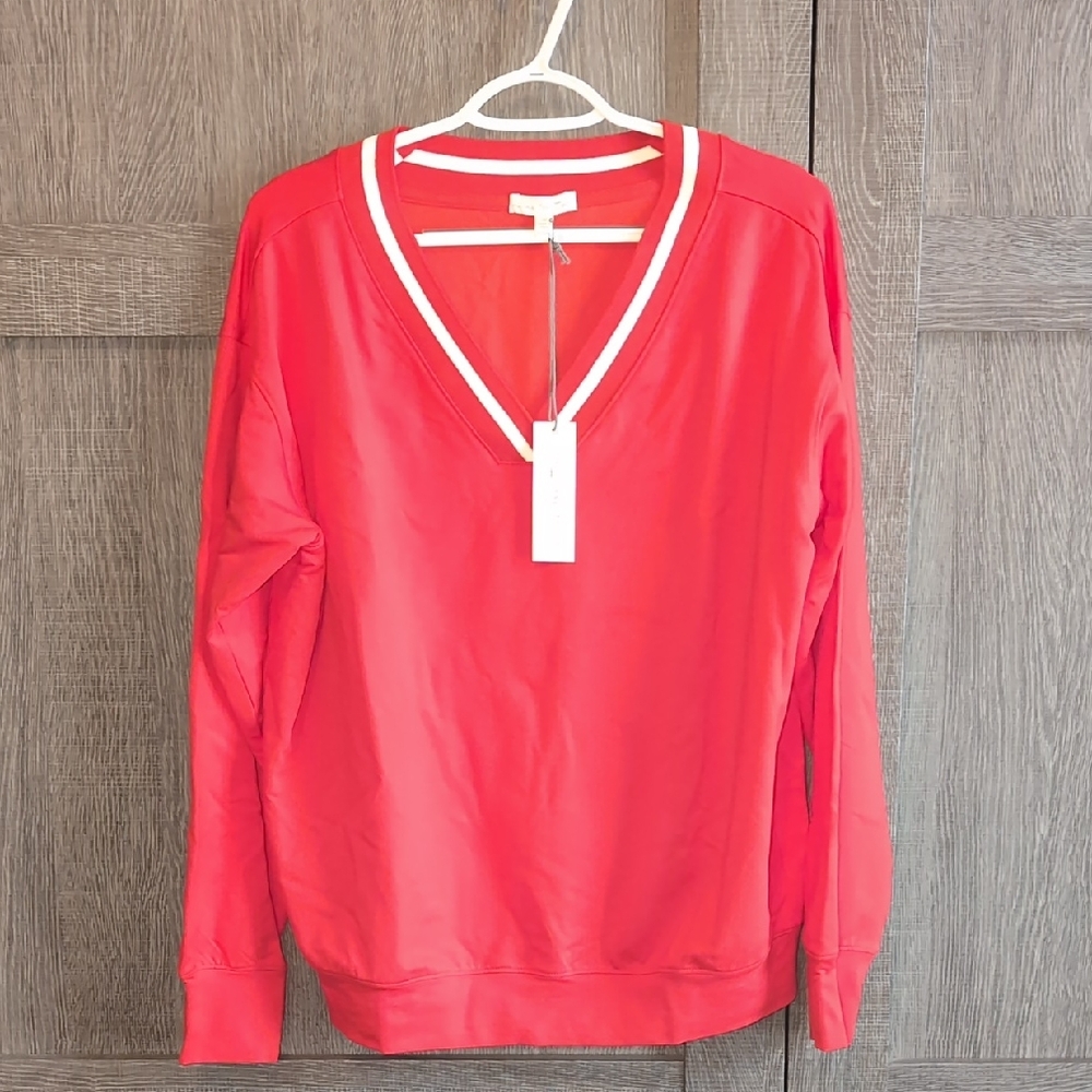 Nine Britton Red Top with White Accents